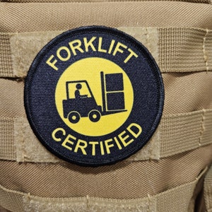 Forklift certified meme 3&quot; circle morale patch with hook and loop backing