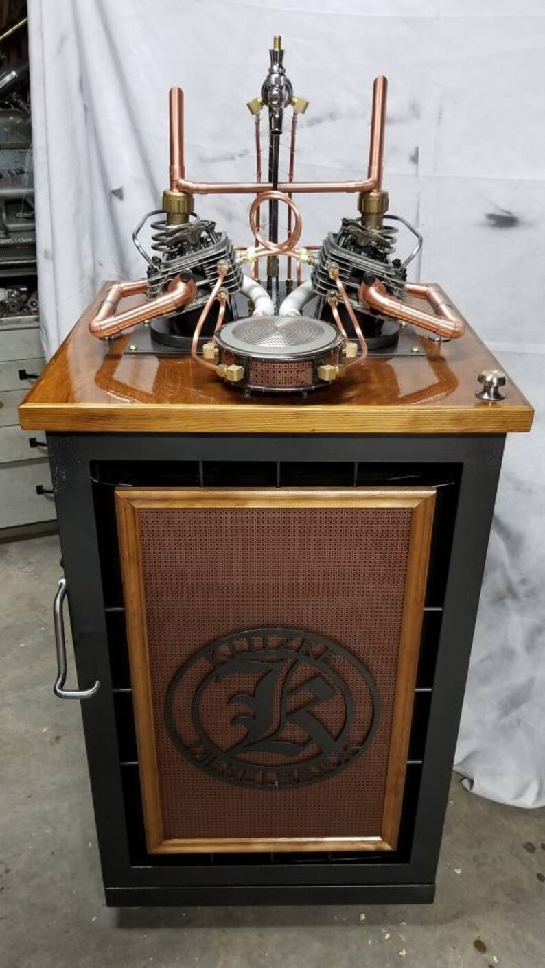 Deiselpunk kegerator made to order. Has a Danby mini fridge Etsy