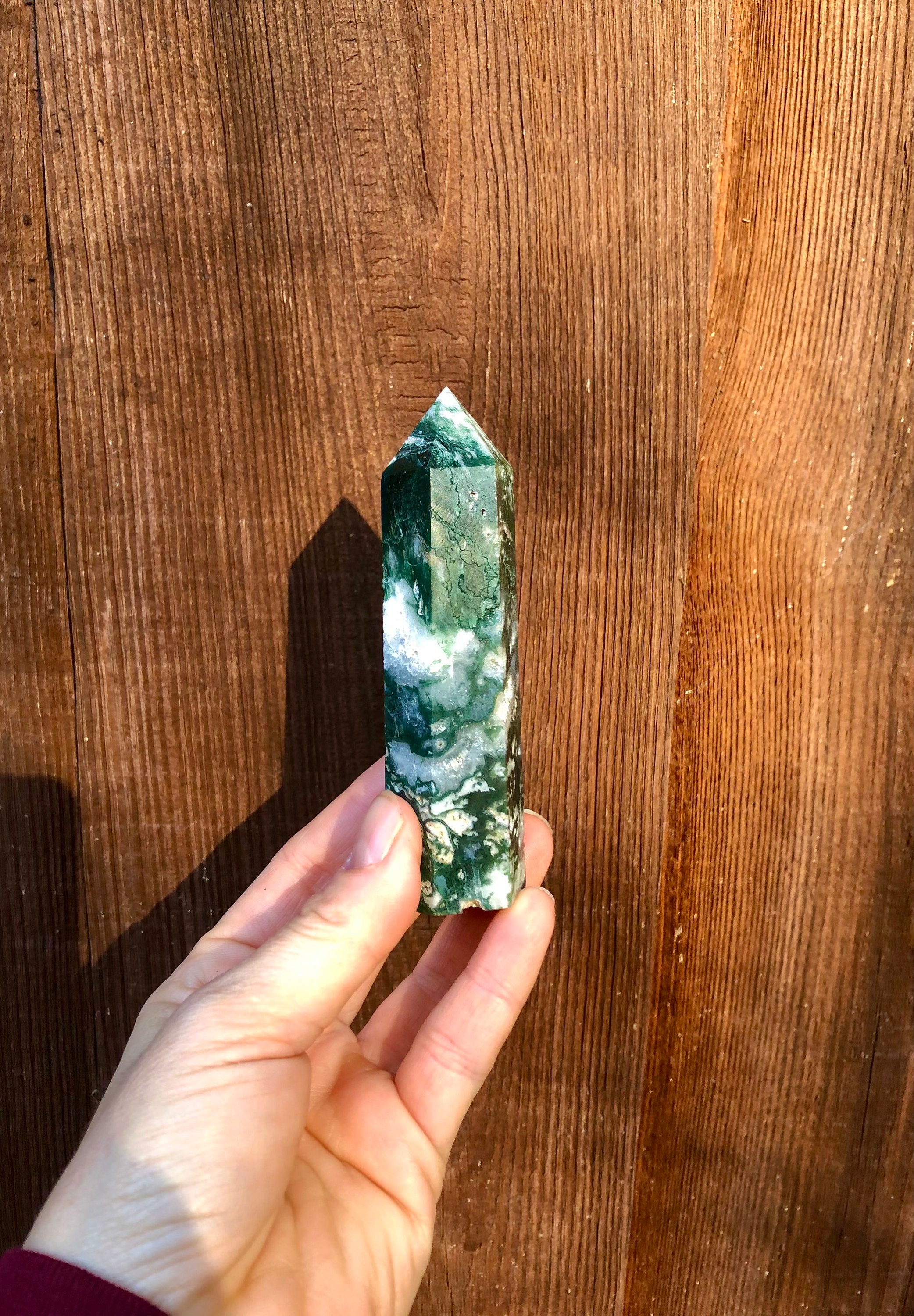 Moss Agate Tower / Natural Green Moss Agate Point | Etsy