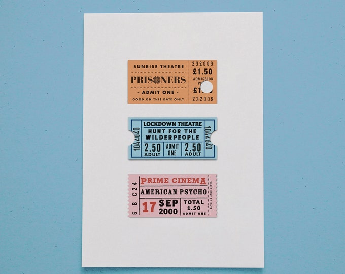 Personalised Cinema Ticket Print | Unique Gift for Film fans | Vintage Decor | Wall Art | A4 Print