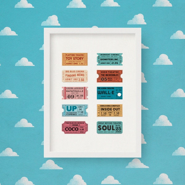 Disney Pixar | Cinema Ticket Print | Film Fan Gifts | Mid-Century Wall Art | Ticket Stubs | Toy Story | A3