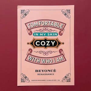 Beyoncé | Cozy | Renaissance | Vintage Print| Vintage Wall Art | Sheet ...