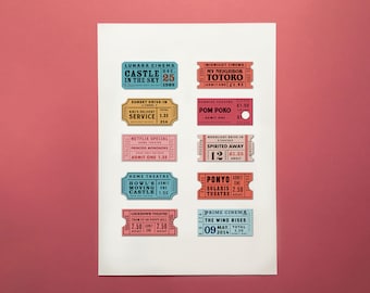 Hayao Miyazaki | Cinema Ticket Print | Spirited Away | Anime Print | Retro | Film Gifts | A3