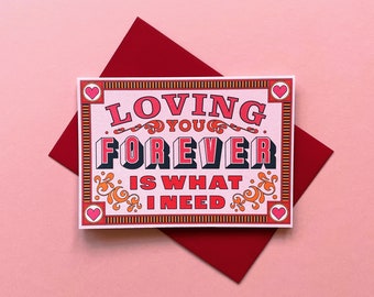 Loving you Forever | Valentines Day Card | Let's Stay Together | Al Green | Retro Greetings Card | Anniversary Card | Lyric Card