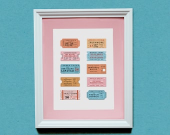 Wes Anderson | Cinema Ticket Print | Film Fan Gifts | Vintage Decor | Mid-Century Wall Art | Ticket Stubs | A3