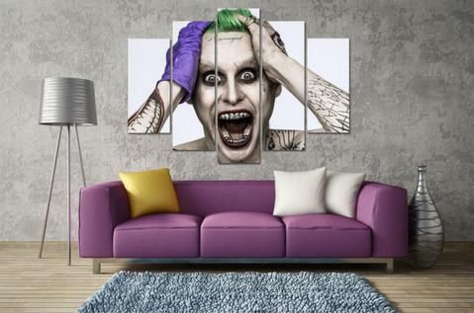 5 panels The Joker Canvas Art Dc Joker Poster Piece Home Decor Etsy