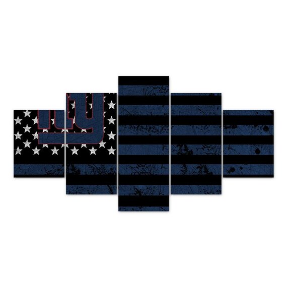 5 Panels Nfl New York Giants Canvas Art Football Usa Flag Etsy