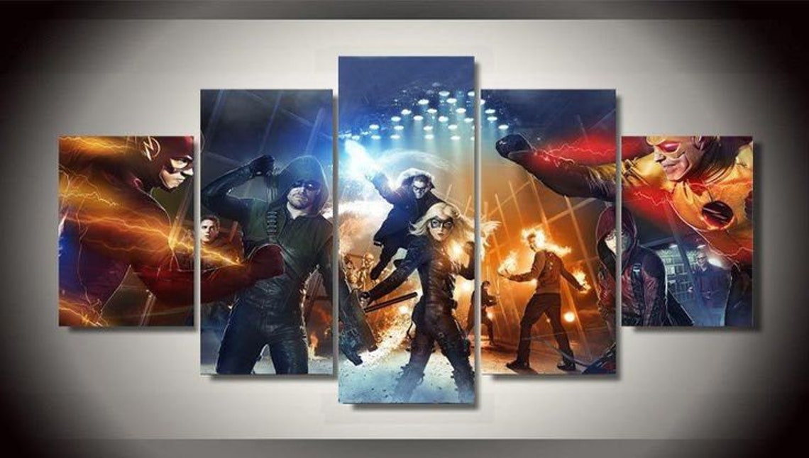 5 panels The Flash Canvas Art Dc Green arrow The flash Poster Etsy
