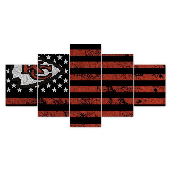 5 panels NFL Kansas City Chiefs Canvas Art Football USA Flag Etsy