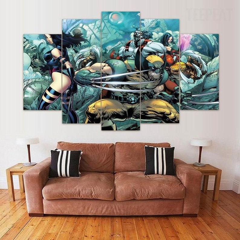 5 panels X Men Canvas Art Marvel Wolverine X-Men Poster Piece | Etsy