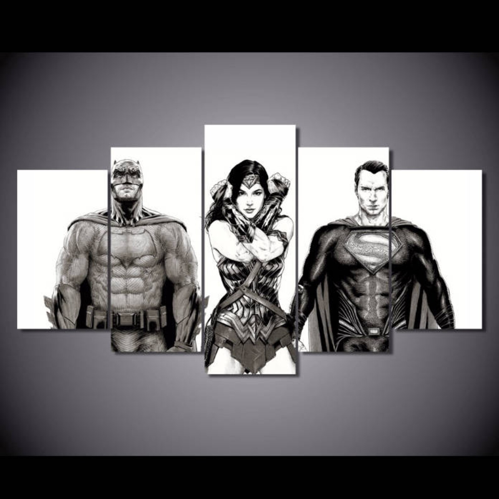 5 Panels Justice League Canvas Wall Art Multi Poster Piece | Etsy