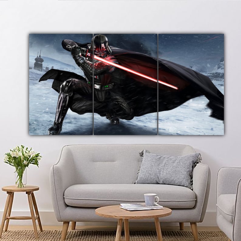 3 Panels Darth Vader Of Star Wars Multi Canvas Wall Art Poster Etsy
