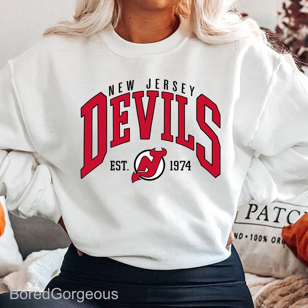 New Jersey Devils Sweatshirt Nj Hockey Fan Shirt Vintage Ice - Etsy
