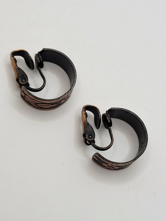 Artisan Copper Half Hoop Clip On Earrings - All M… - image 8