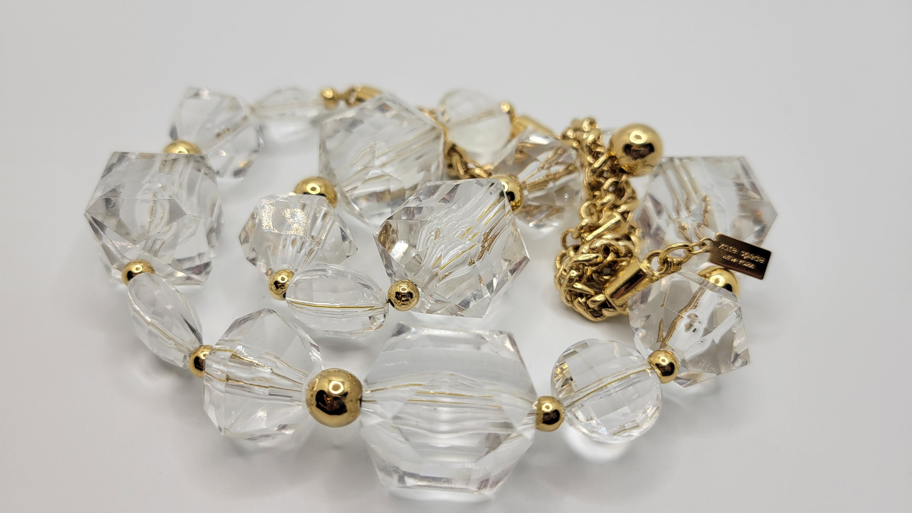 Kate Spade New York Crystal Clear Beaded Necklace Goldtone Accents ...