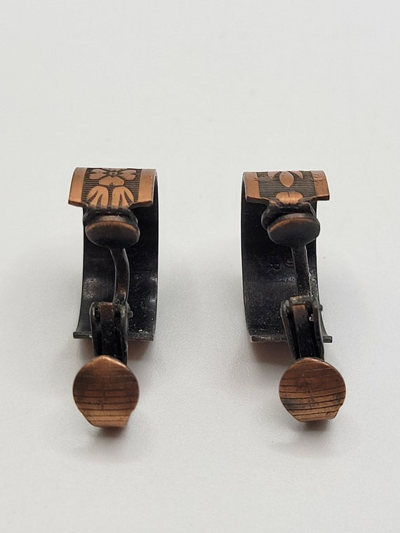 Artisan Copper Half Hoop Clip On Earrings - All M… - image 6