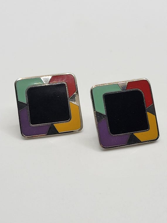 Signed Laurel Burch Juaquim Square Block Earrings… - image 7
