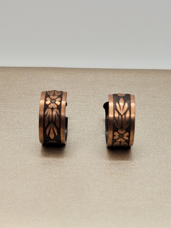 Artisan Copper Half Hoop Clip On Earrings - All M… - image 7