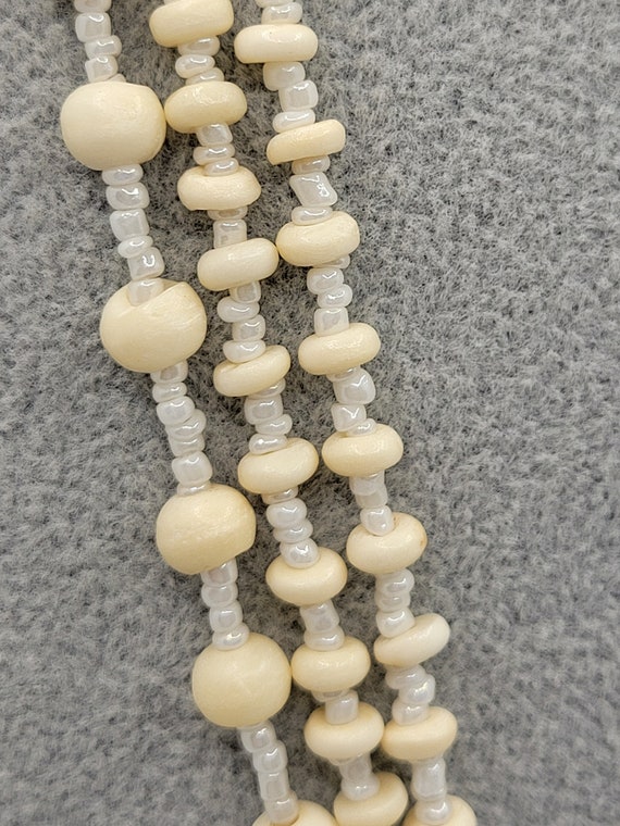 BOHO Hippie Carved Bone Necklace - Pendant & Tass… - image 3