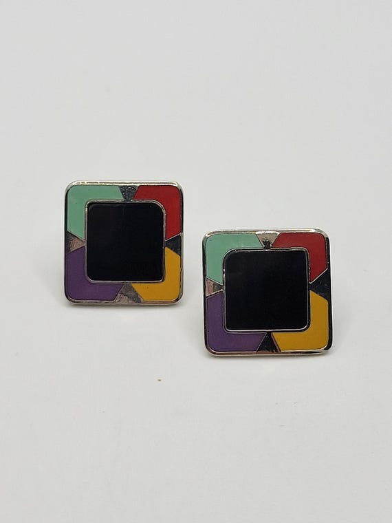Signed Laurel Burch Juaquim Square Block Earrings… - image 5