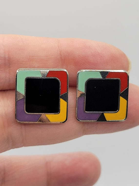 Signed Laurel Burch Juaquim Square Block Earrings… - image 10