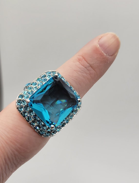 Aqua Blue Cubic Zirconia Ring with Austrian Cryst… - image 10