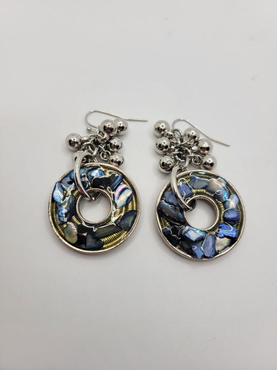 Artisan Abalone Shell in Resin Dangle Earrings - … - image 9