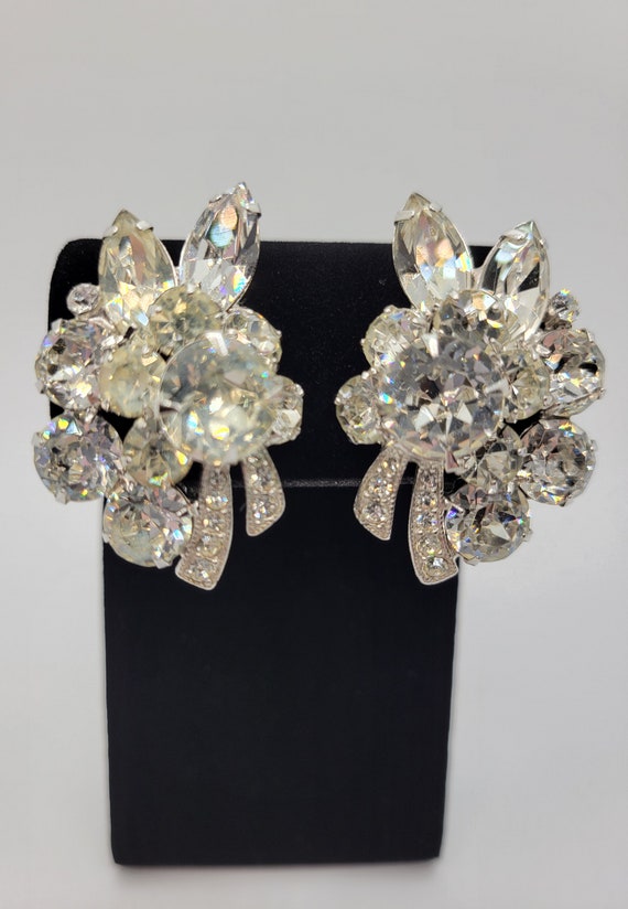 1940s Eisenberg Art Deco Crystal Earrings - Rhine… - image 10