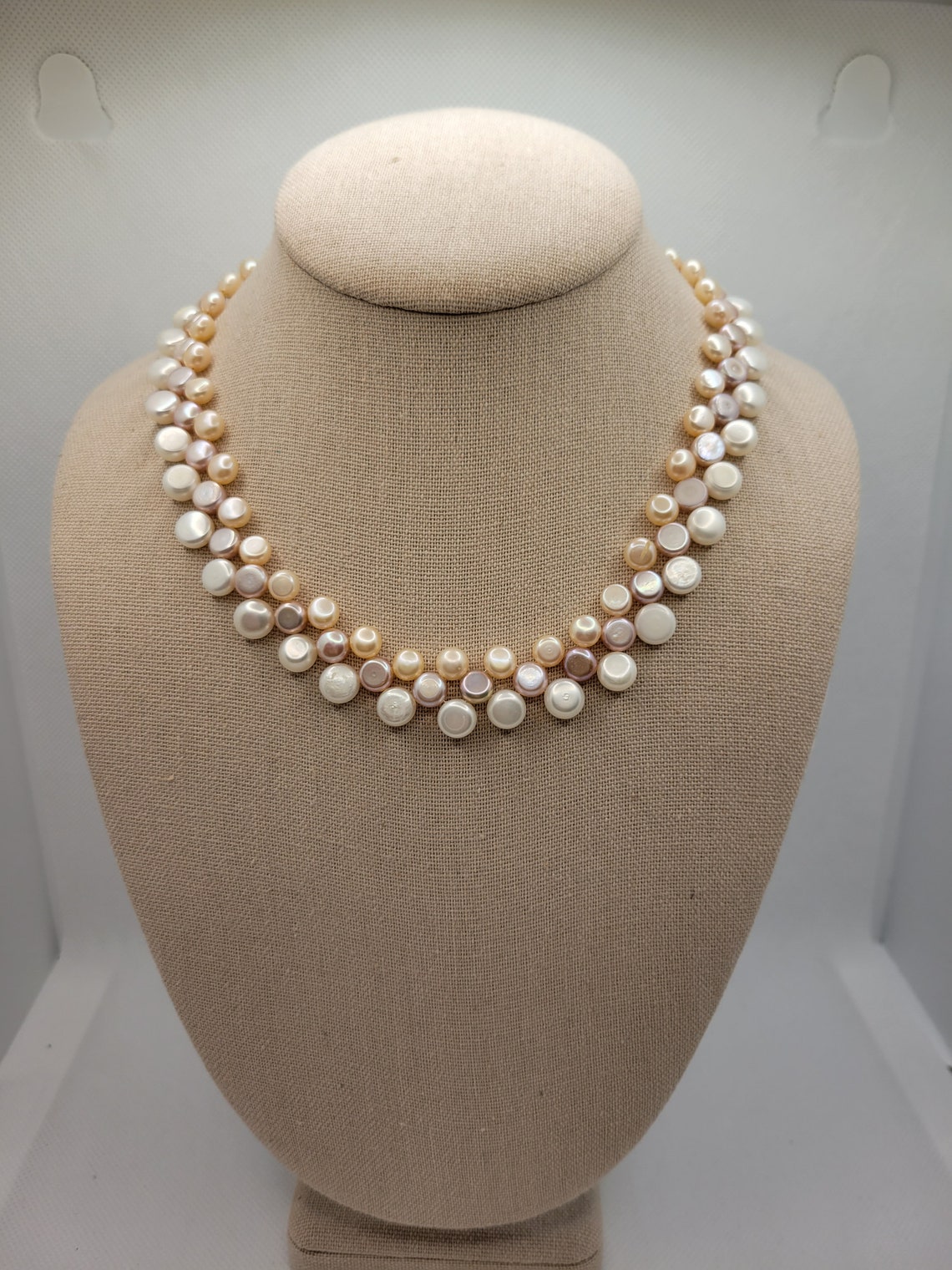 Faux Button Pearl Necklace Flat Back Beads in Blush Pink - Etsy
