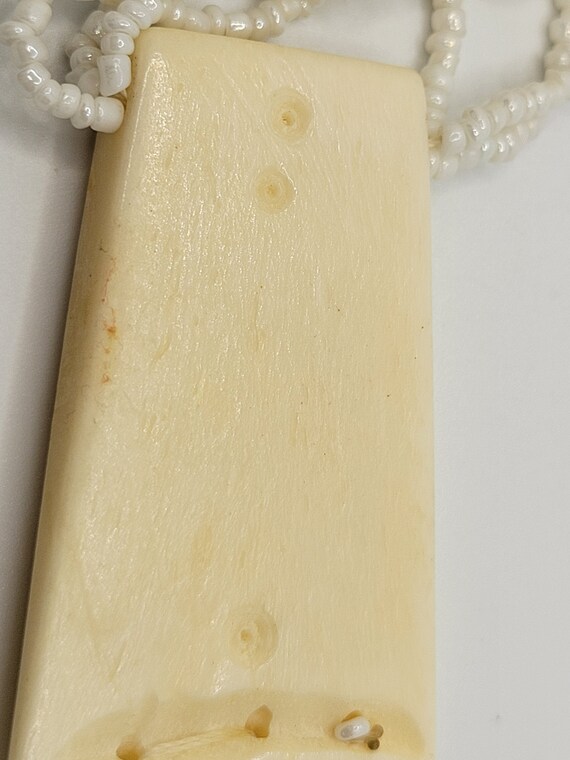 BOHO Hippie Carved Bone Necklace - Pendant & Tass… - image 7