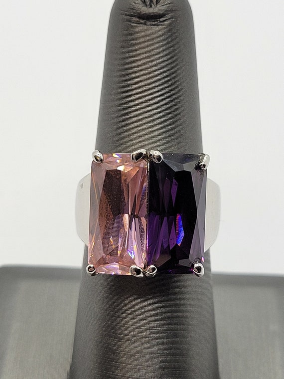 Pink & Purple Cubic Zirconia Ring - Prong Set Ston