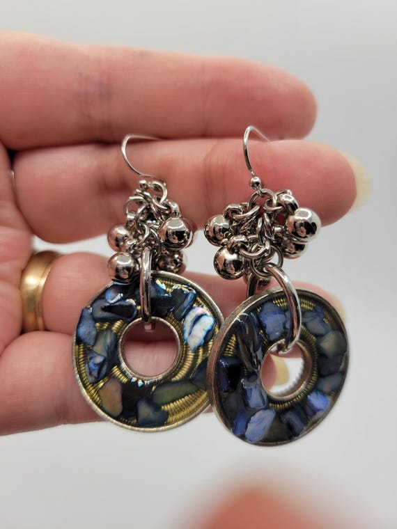 Artisan Abalone Shell in Resin Dangle Earrings - … - image 7