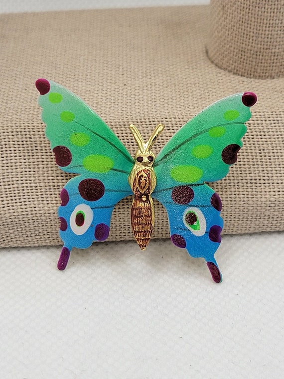 1950s Korea Butterfly Pin/Brooch - Hand Painted Me