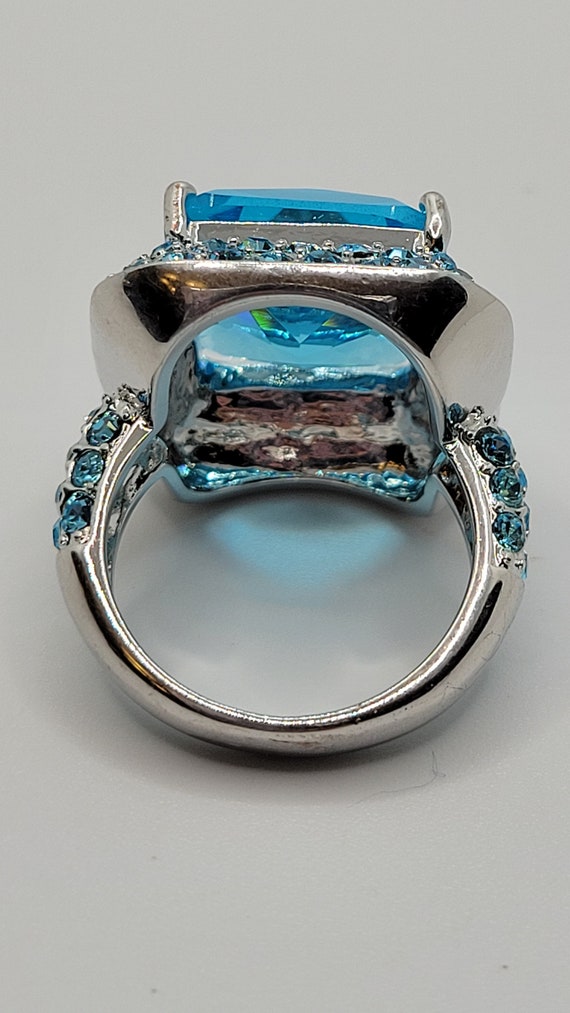 Aqua Blue Cubic Zirconia Ring with Austrian Cryst… - image 5