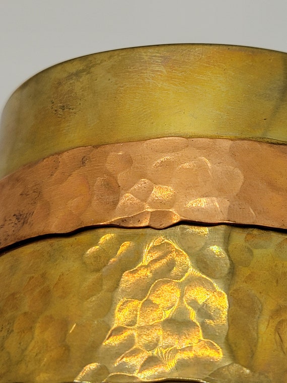 Artisan Hammered Open Cuff Bracelet - Mixed Metal… - image 7