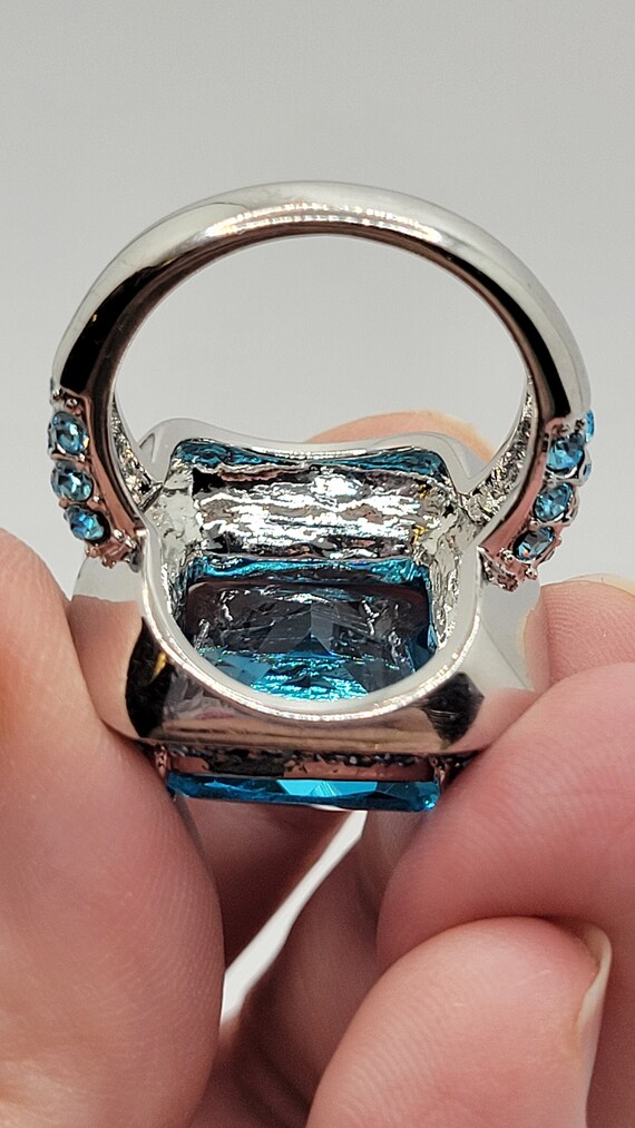 Aqua Blue Cubic Zirconia Ring with Austrian Cryst… - image 8