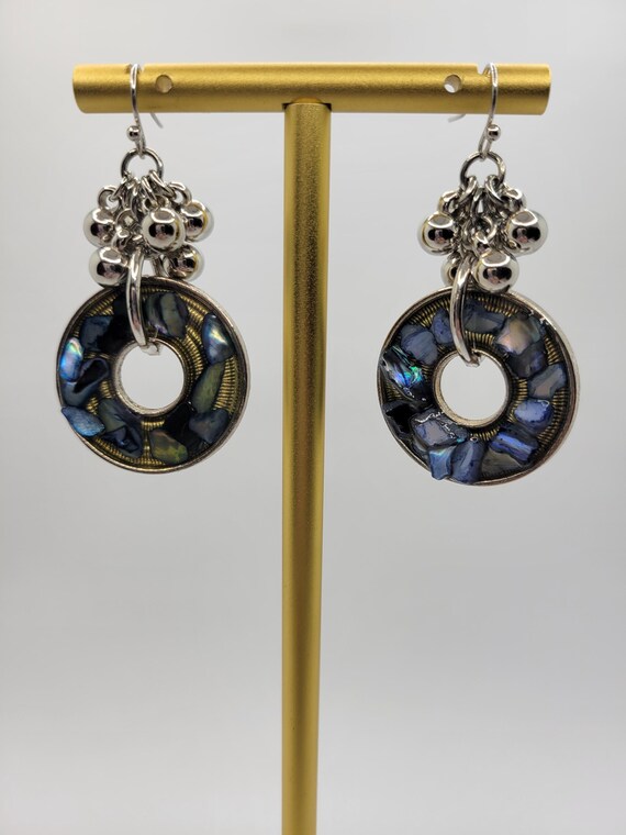 Artisan Abalone Shell in Resin Dangle Earrings - … - image 10