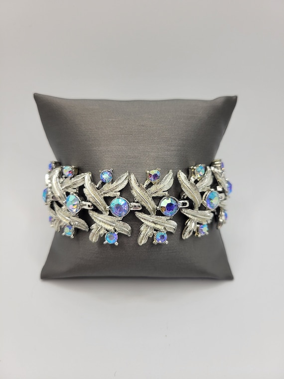 RARE Vintage 50s TRIAD Signed Prong Set Pave Blue Peacock
