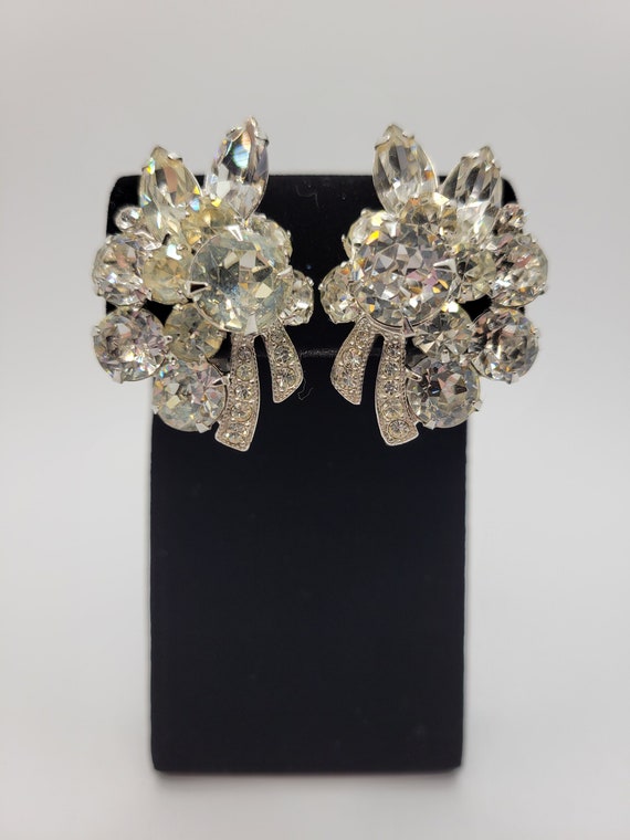 1940s Eisenberg Art Deco Crystal Earrings - Rhine… - image 1