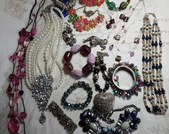 Vintage Jewellery Bundle, Jewellery Findings, River Island, Next, Retro Jewellery, Necklaces, Bracelets, Earrings, Jewellery Making, Brooch