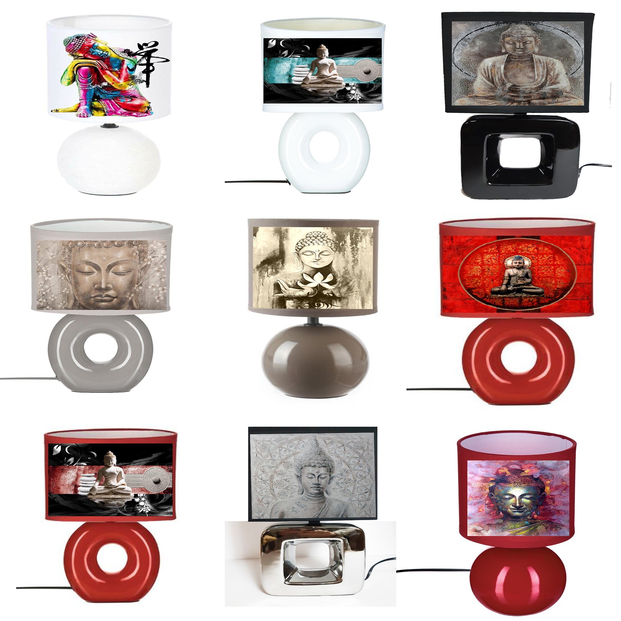 Décoration Lampe de Chevet Asie Zen Bouddha Chakra