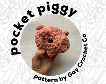 Patrón de cerdito de bolsillo / patrón de ganchillo, cerdito de ganchillo, peluche de ganchillo