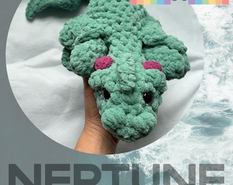 Patrón de Neptuno, el dragón de agua (solo patrón) / Patrón de ganchillo, dragón de ganchillo, patrón de dragón, patrón de amigurumi