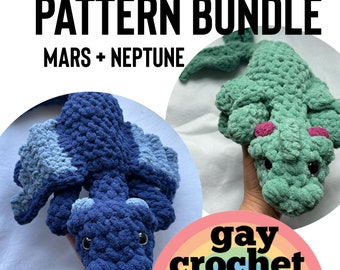 MUSTER-PAKETE: Mars der niedrige Sew-Drache UND Neptun der Wasserdrache / Häkelanleitung, Drachenanleitung, Amigurumi Anleitung