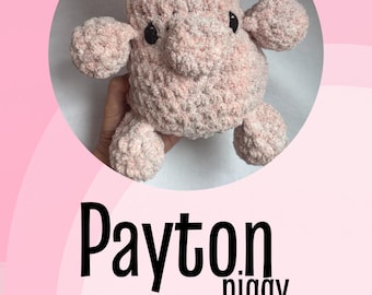 Patrón de Payton el cerdito / patrón de ganchillo, cerdito de ganchillo, patrón de ganchillo de punto bajo