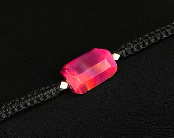 Feueropal Armband, Rot Schwarz Armband, Geschenk für Ihn, Wasserdicht, Freunde Geschenk, Benutzerdefinierte Größe, Elegantes Ganztagsarmband