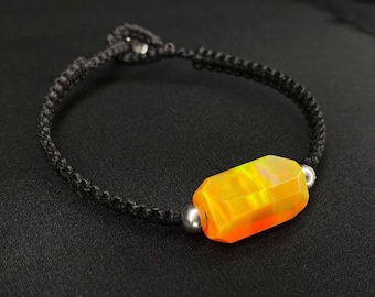 Handmade Orange Opal Bracelet - Unique, Durable Summer Gift for Him or Her
