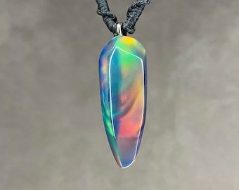 Opal Necklace, Gift for Him, 5 Years Anniversary, Opal Pendant, Rainbow Opal,  Swift Color, Summer Necklace, Lab Opal Handmade, Bio Opal - Etsy