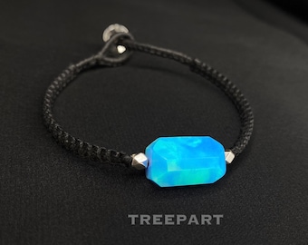 Armband Opal, blau schwarz Armband, Geschenk für ihn, einstellen und vergessen, am besten für Freund, Männer Stil, Herrenschmuck, Herrengeschenk