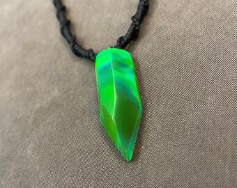 Green Opal Necklace, Gift for Him, 5th year Anniversary, Opal Pendant, Green Opal, Summer Necklace, Lab Opal Handmade, Bio Opal